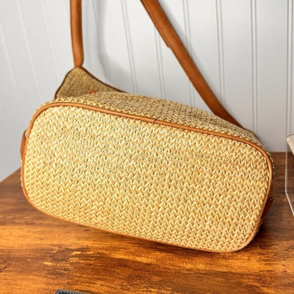 Pantera Women's Tan Woven Genuine Leather Shoulder Crossbody Purse Shoulder Bag - Picture 7 of 12